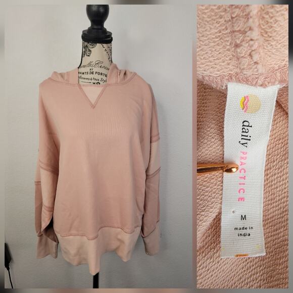 Daily Practice by Anthropologie Boxy Pullover Sz M Hoodie Sweatshirt Top Mauve - Picture 2 of 11